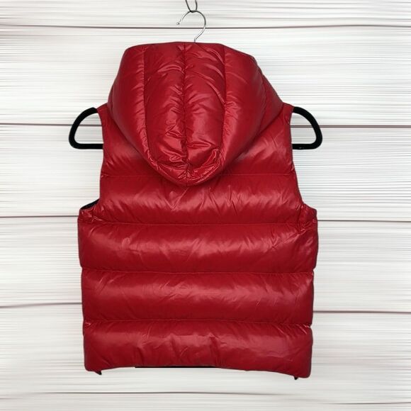 ADD Red Down Hooded Puff Vest Zip Front Pockets Logo Boys size 10Y - Picture 4 of 14